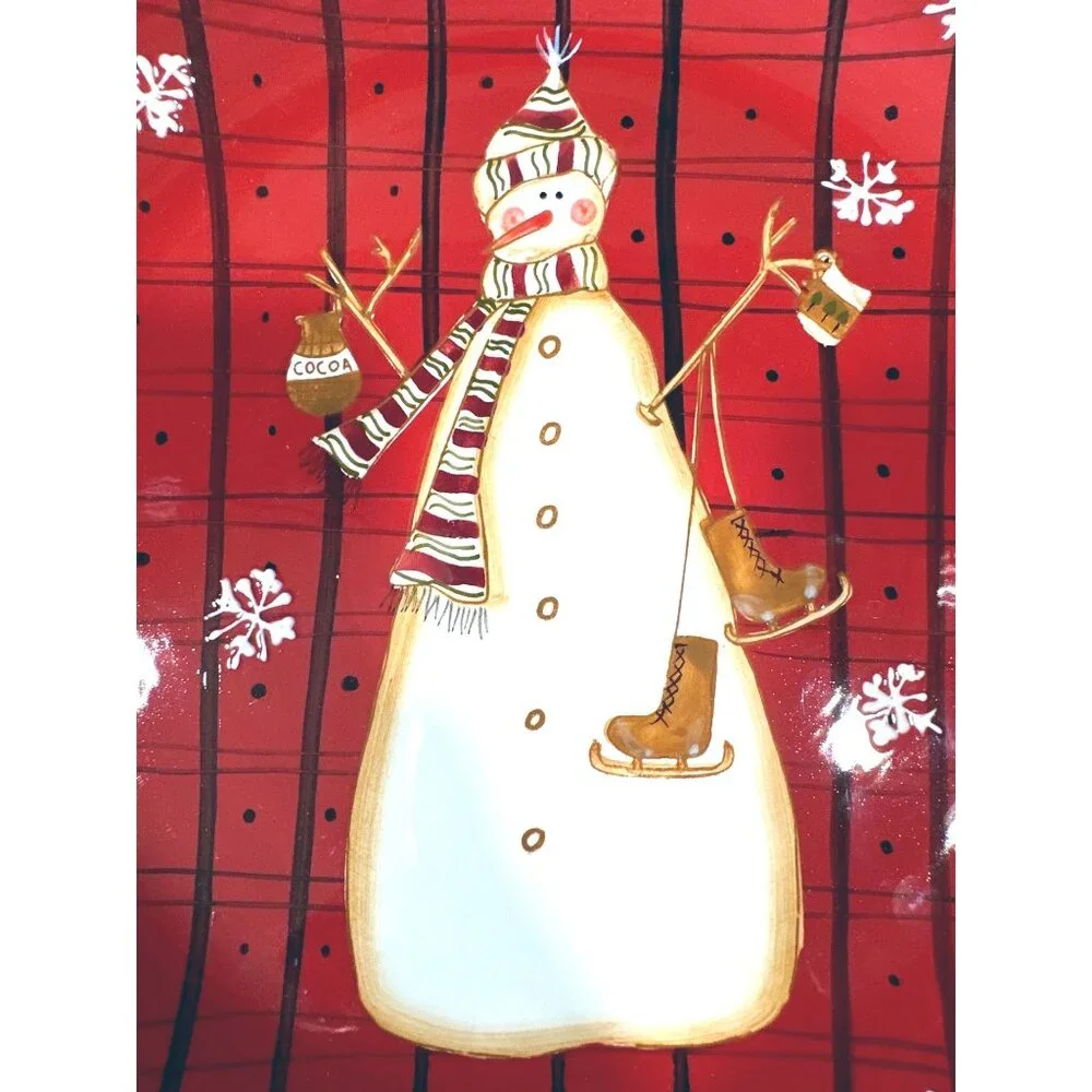 Snow Mates by Noble Excellence Christmas Holiday Plates Snowman and Snowflakes